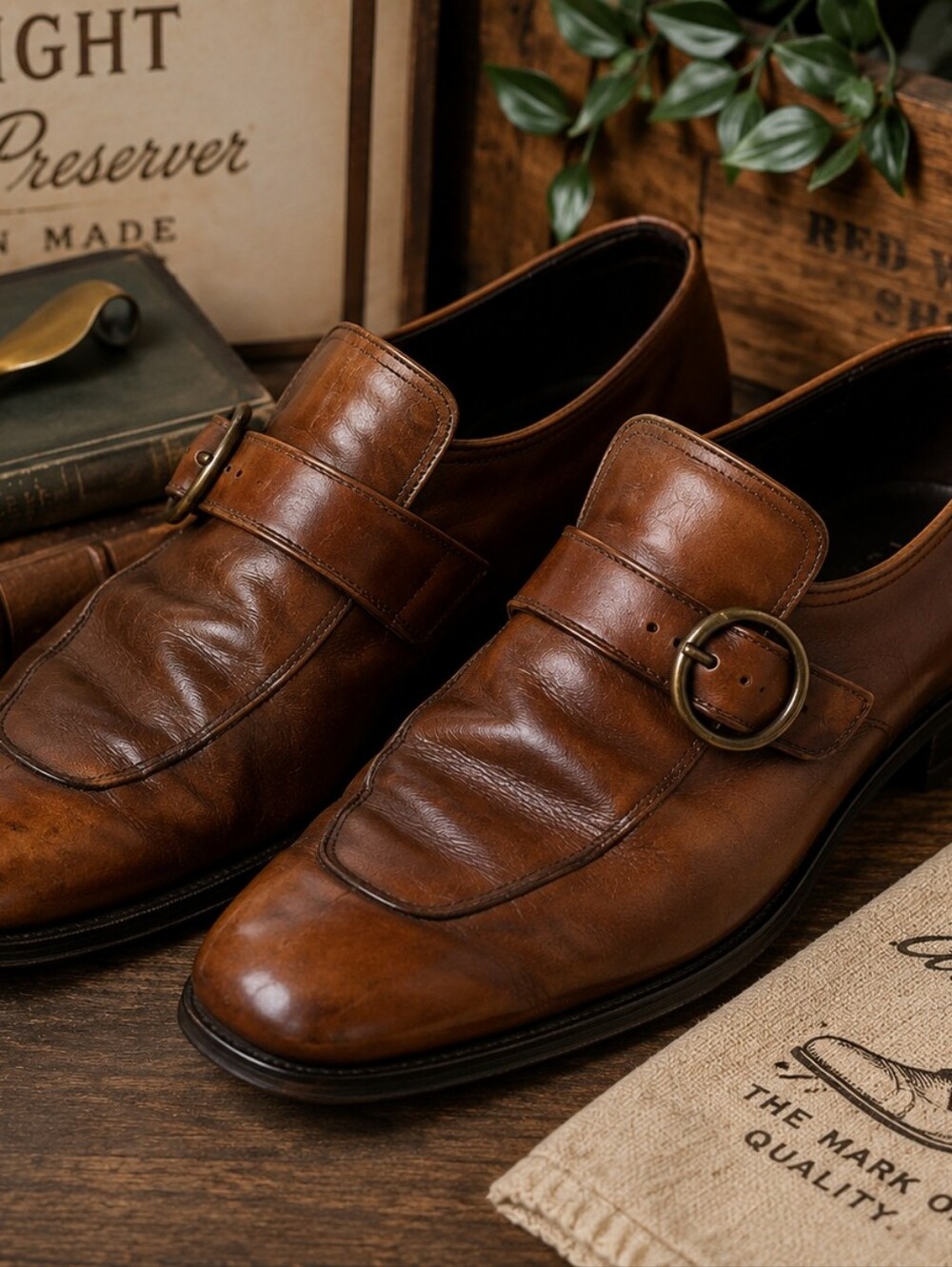 Wright Arch Preserver Leather Monk Strap Shoes 10D